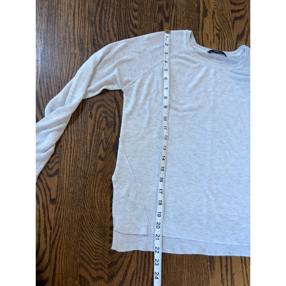 Zara Gray Soft Knit Sweater Lightweight Size Small Side slits Cozy Office Career - Picture 9 of 9